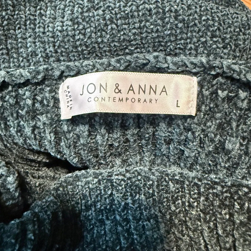 Jon‎ & Anna Contemporary Chenille Mock Neck Soft Knit Cropped Sweater Women L